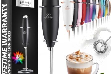 Zulay Milk Frother Coffee Shop Wand - Ultra Fast Handheld Drink Mixer